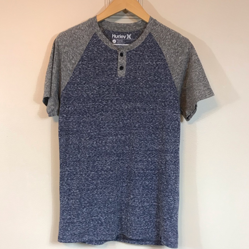 Hurley Heathered Blue and Grey Baseball Tee